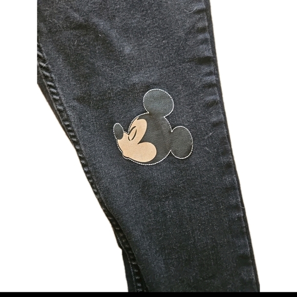 Disney Mickey Mouse & Minnie Mouse Kissing Patch High-Waisted Black Jeans 15 - Picture 8 of 13
